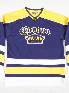 Vintage Corona Extra Hockey Jersey Men's Medium Stitched Sewn Mexican Beer Shirt